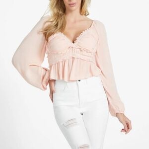 Guess Womens Luna Ruffle Top Xtra Large Summer New